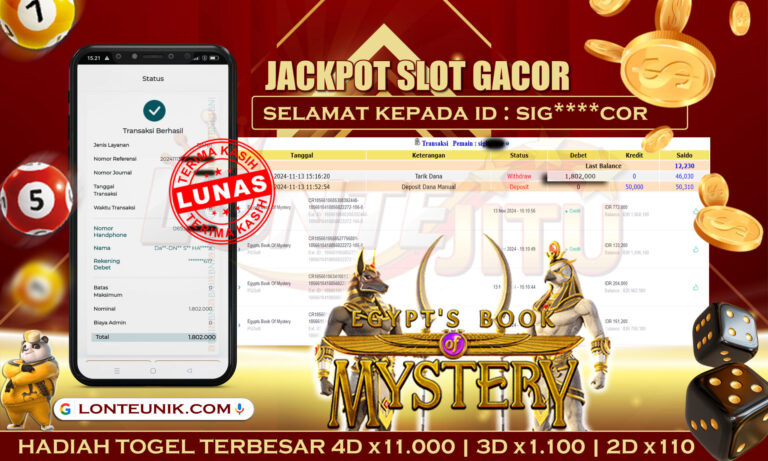 SLOT EGYPT’S BOOK OF MYSTERY – BUKTI JP LONTEJITU 13 NOVEMBER 2024