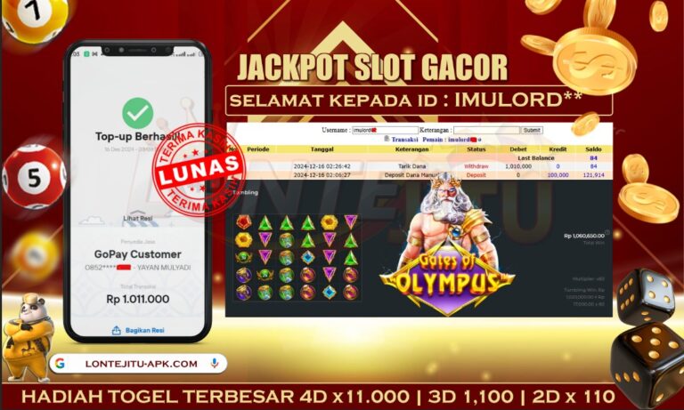 SLOT GATES OF OLYMPUS – BUKTI JP LONTEJITU 16 DESEMBER 2024