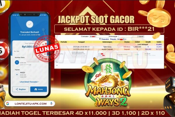 SLOT MAHJONG WAYS 2 – LONTEJITU 15 JANUARI 2025