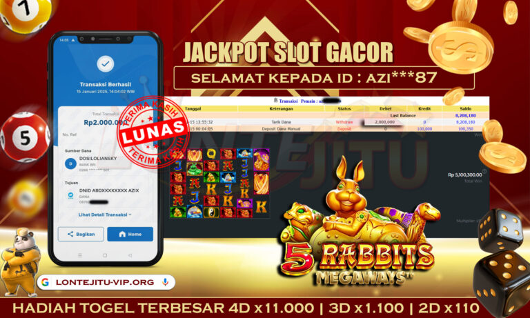 SLOT 5 RABBITS MEGAWAYS – LONTEJITU 15 JANUARI 2025