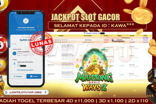 SLOT MAHJONG WAYS 2 – BUKTI JP LONTEJITU 31 JANUARI 2025