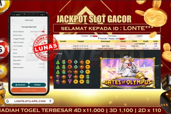 SLOT GATES OF OLYMPUS 1000 – BUKTI JP LONTEJITU 14 JANUARI 2025