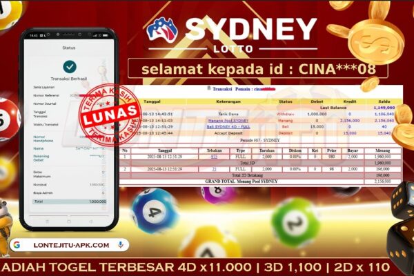 TOGEL SYDNEY LOTTO – LONTEJITU 13 AGUSTUS 2025