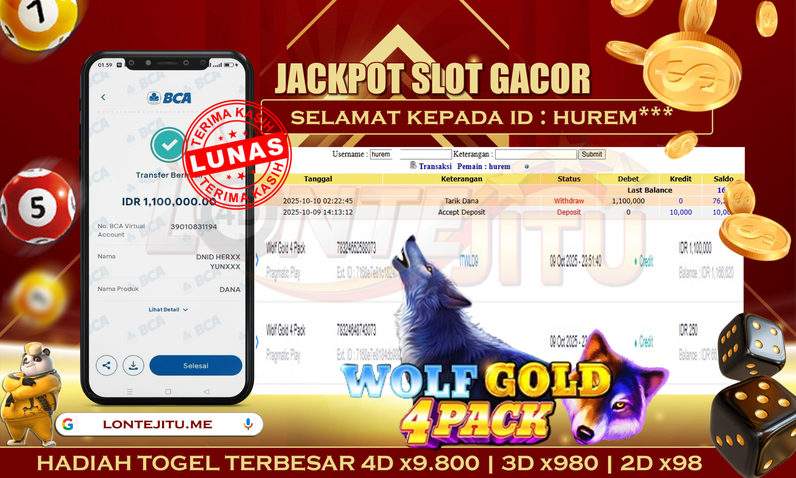 SLOT WOLF GOLD 4 PACK